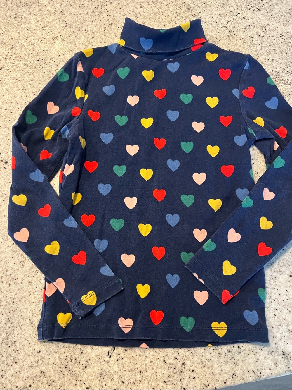Mini Boden top navy heart girls size 7-8